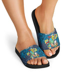 Personalised Gold Coast Titans Slide Sandals Polynesian Tribal Pattern With Rugby Titan Mascot Art