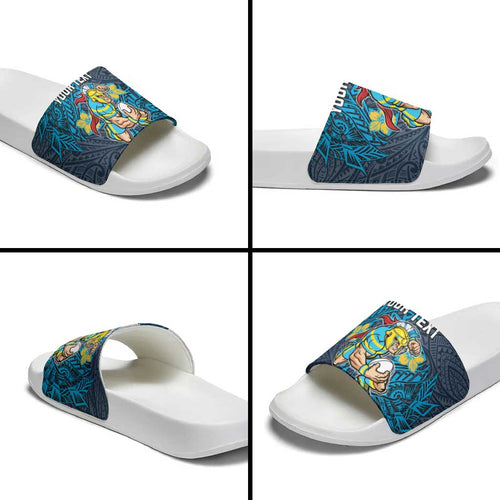 Personalised Gold Coast Titans Slide Sandals Polynesian Tribal Pattern With Rugby Titan Mascot Art