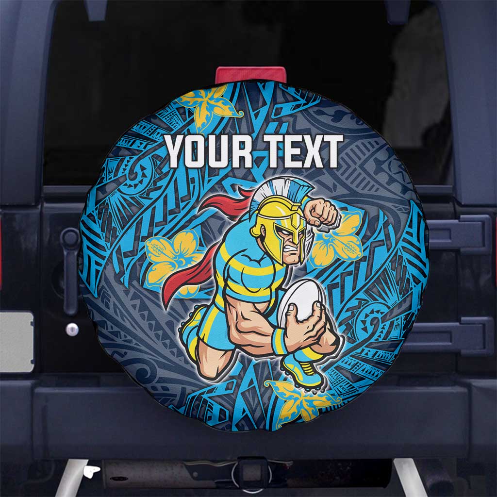 Personalised Gold Coast Titans Spare Tire Cover Polynesian Tribal Pattern With Rugby Titan Mascot Art