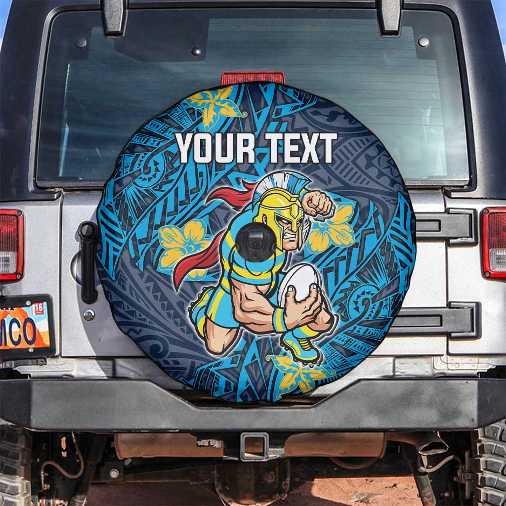 Personalised Gold Coast Titans Spare Tire Cover Polynesian Tribal Pattern With Rugby Titan Mascot Art