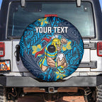 Personalised Gold Coast Titans Spare Tire Cover Polynesian Tribal Pattern With Rugby Titan Mascot Art