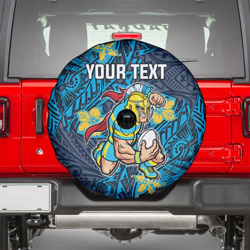 Personalised Gold Coast Titans Spare Tire Cover Polynesian Tribal Pattern With Rugby Titan Mascot Art
