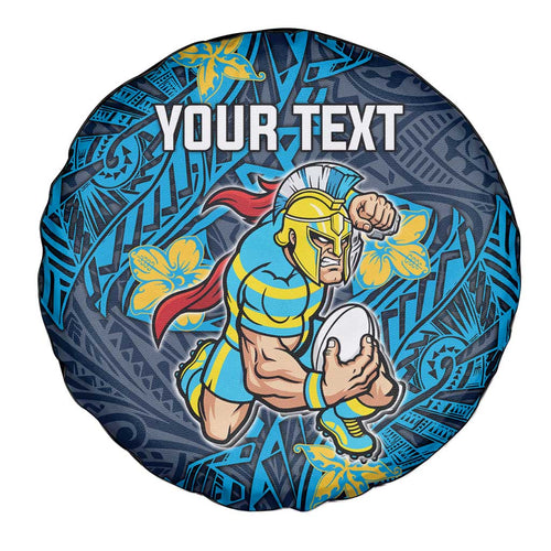 Personalised Gold Coast Titans Spare Tire Cover Polynesian Tribal Pattern With Rugby Titan Mascot Art
