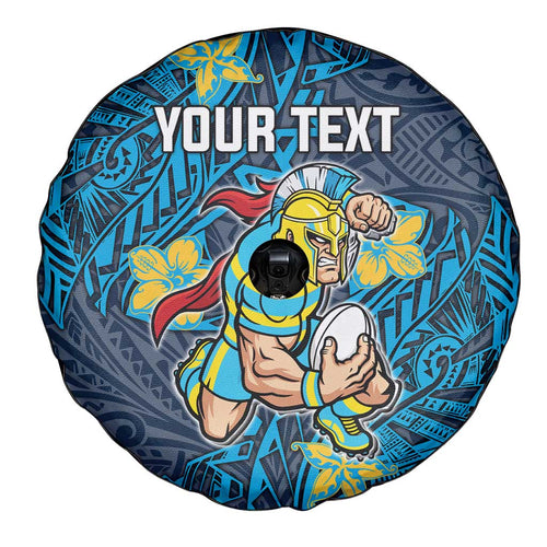 Personalised Gold Coast Titans Spare Tire Cover Polynesian Tribal Pattern With Rugby Titan Mascot Art