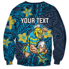 Personalised Gold Coast Titans Sweatshirt Polynesian Tribal Pattern With Rugby Titan Mascot Art