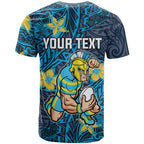 Personalised Gold Coast Titans T Shirt Polynesian Tribal Pattern With Rugby Titan Mascot Art