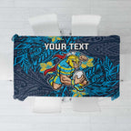 Personalised Gold Coast Titans Tablecloth Polynesian Tribal Pattern With Rugby Titan Mascot Art