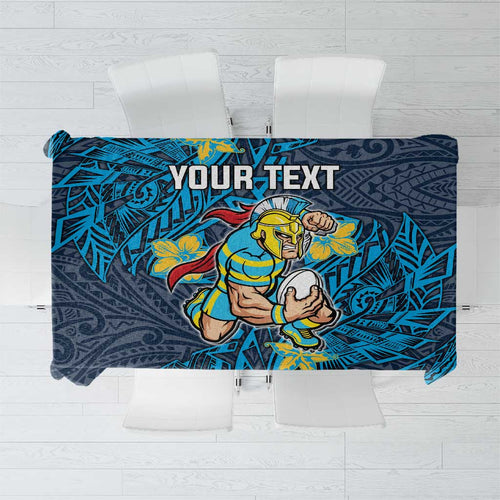 Personalised Gold Coast Titans Tablecloth Polynesian Tribal Pattern With Rugby Titan Mascot Art