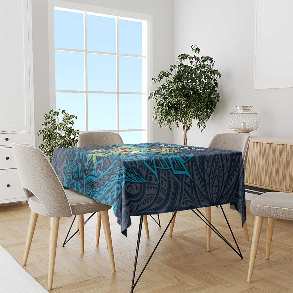 Personalised Gold Coast Titans Tablecloth Polynesian Tribal Pattern With Rugby Titan Mascot Art