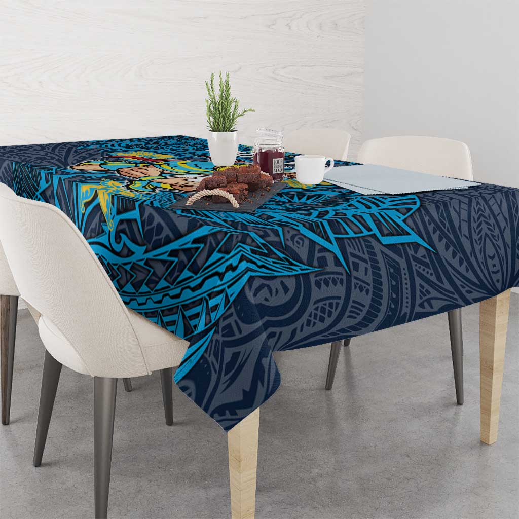 Personalised Gold Coast Titans Tablecloth Polynesian Tribal Pattern With Rugby Titan Mascot Art