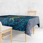Personalised Gold Coast Titans Tablecloth Polynesian Tribal Pattern With Rugby Titan Mascot Art