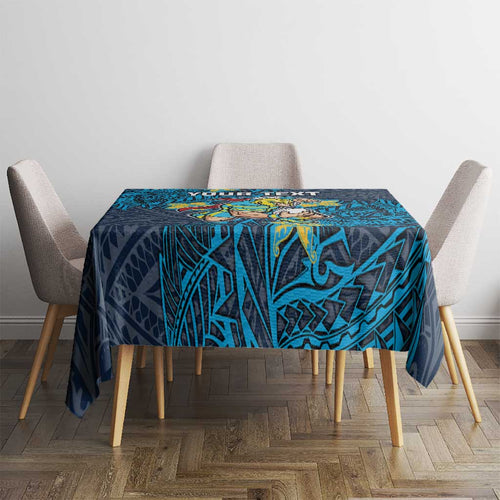 Personalised Gold Coast Titans Tablecloth Polynesian Tribal Pattern With Rugby Titan Mascot Art