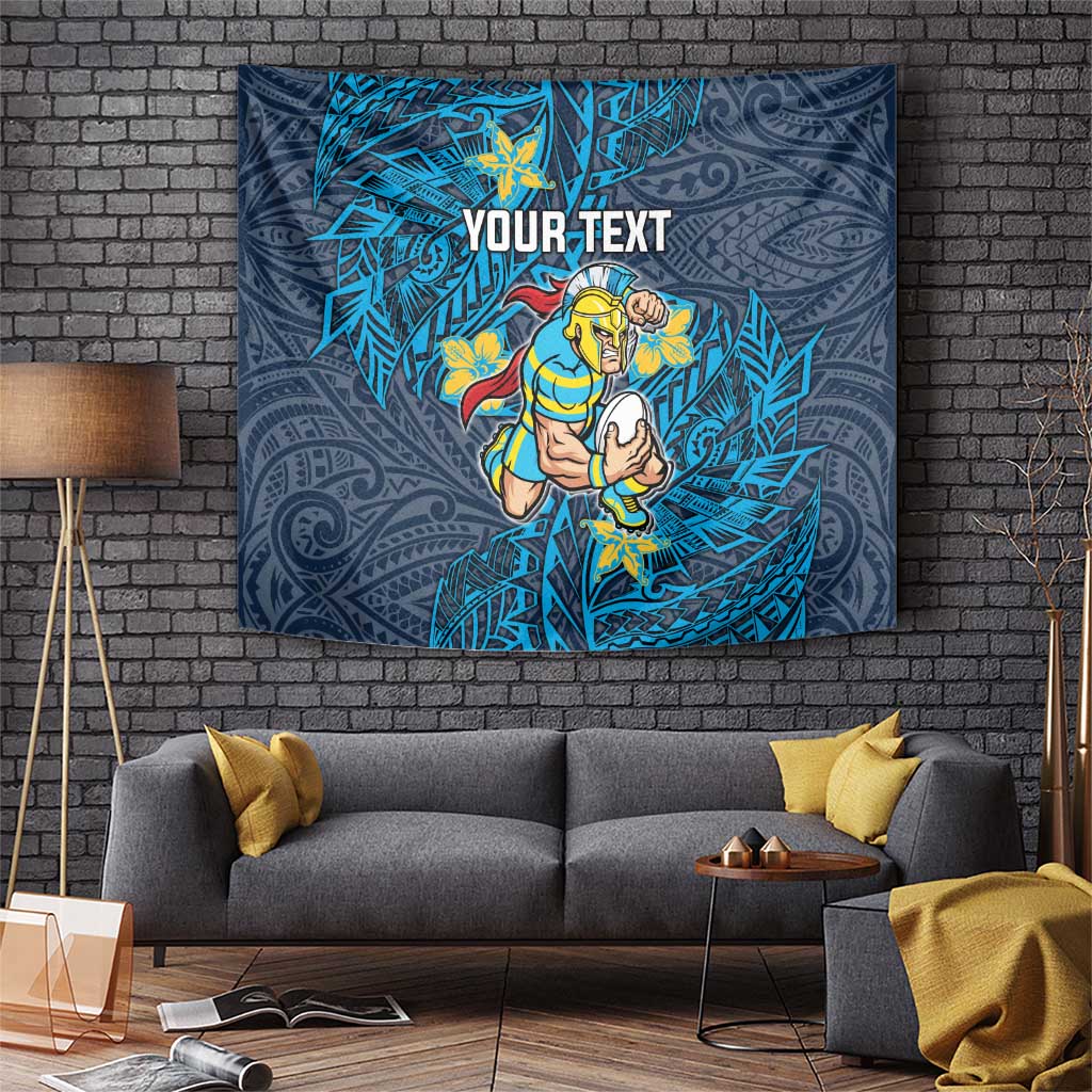 Personalised Gold Coast Titans Tapestry Polynesian Tribal Pattern With Rugby Titan Mascot Art
