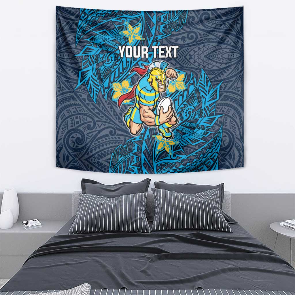 Personalised Gold Coast Titans Tapestry Polynesian Tribal Pattern With Rugby Titan Mascot Art