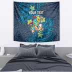 Personalised Gold Coast Titans Tapestry Polynesian Tribal Pattern With Rugby Titan Mascot Art