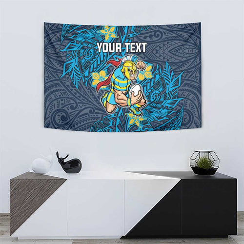 Personalised Gold Coast Titans Tapestry Polynesian Tribal Pattern With Rugby Titan Mascot Art