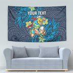 Personalised Gold Coast Titans Tapestry Polynesian Tribal Pattern With Rugby Titan Mascot Art