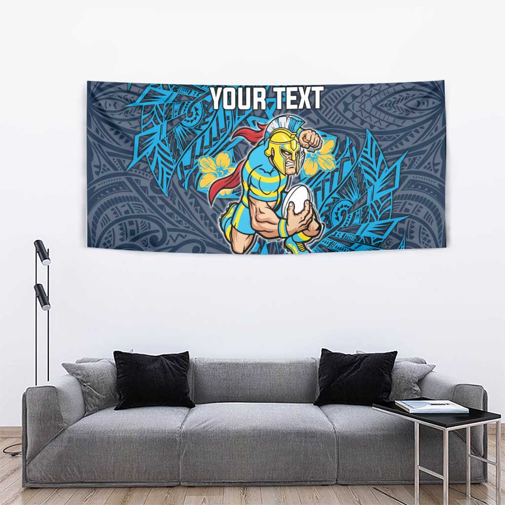 Personalised Gold Coast Titans Tapestry Polynesian Tribal Pattern With Rugby Titan Mascot Art