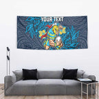 Personalised Gold Coast Titans Tapestry Polynesian Tribal Pattern With Rugby Titan Mascot Art