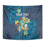 Personalised Gold Coast Titans Tapestry Polynesian Tribal Pattern With Rugby Titan Mascot Art