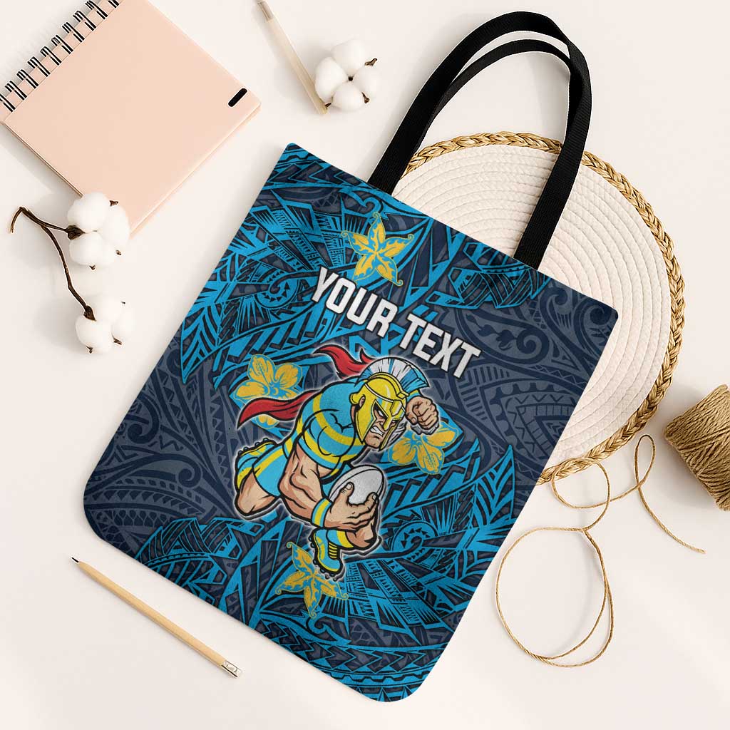 Personalised Gold Coast Titans Tote Bag Polynesian Tribal Pattern With Rugby Titan Mascot Art