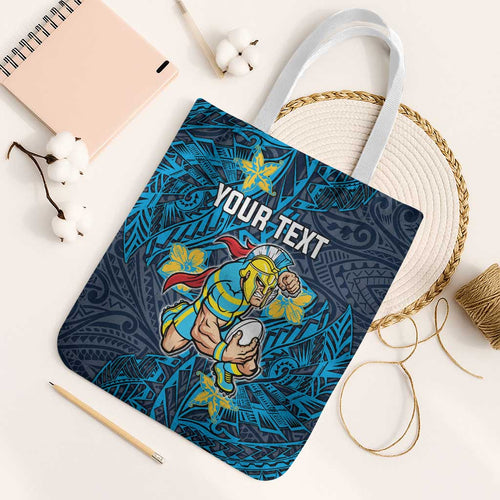 Personalised Gold Coast Titans Tote Bag Polynesian Tribal Pattern With Rugby Titan Mascot Art