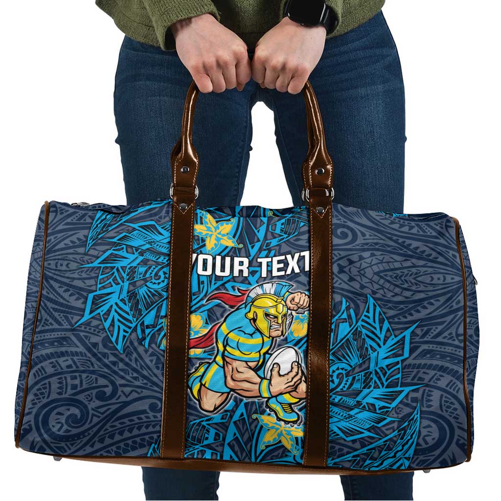 Personalised Gold Coast Titans Travel Bag Polynesian Tribal Pattern With Rugby Titan Mascot Art