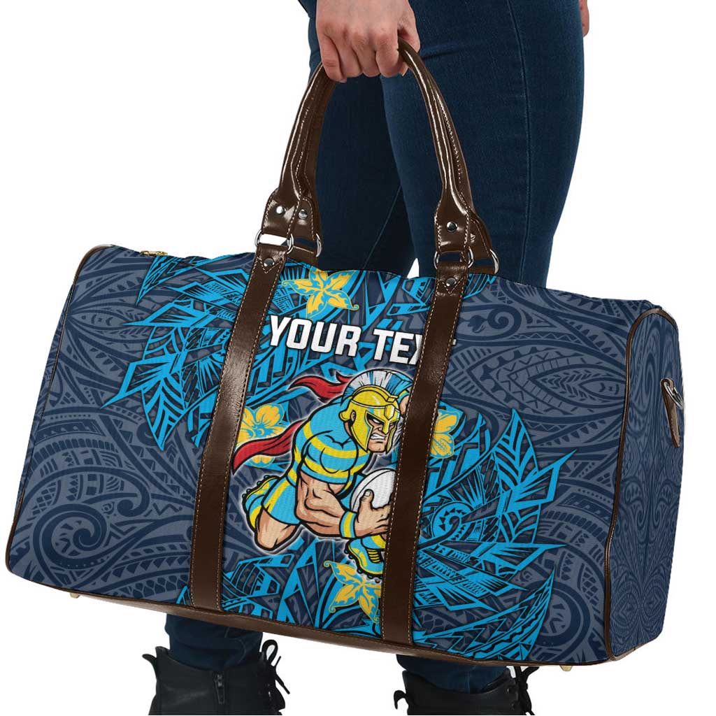 Personalised Gold Coast Titans Travel Bag Polynesian Tribal Pattern With Rugby Titan Mascot Art