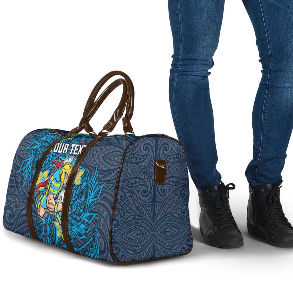 Personalised Gold Coast Titans Travel Bag Polynesian Tribal Pattern With Rugby Titan Mascot Art