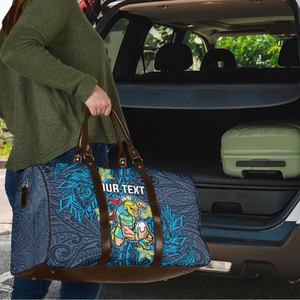 Personalised Gold Coast Titans Travel Bag Polynesian Tribal Pattern With Rugby Titan Mascot Art