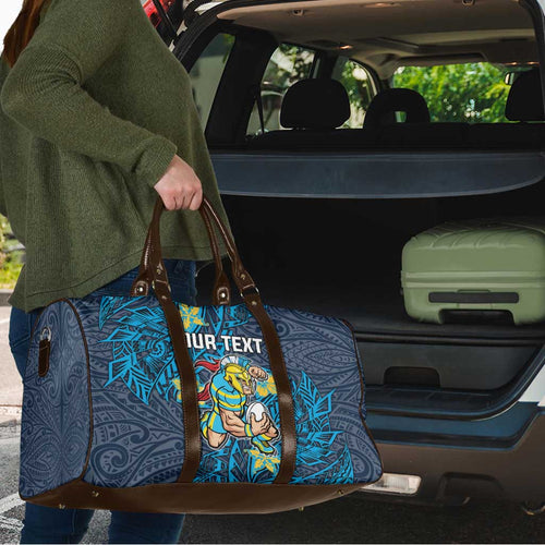 Personalised Gold Coast Titans Travel Bag Polynesian Tribal Pattern With Rugby Titan Mascot Art