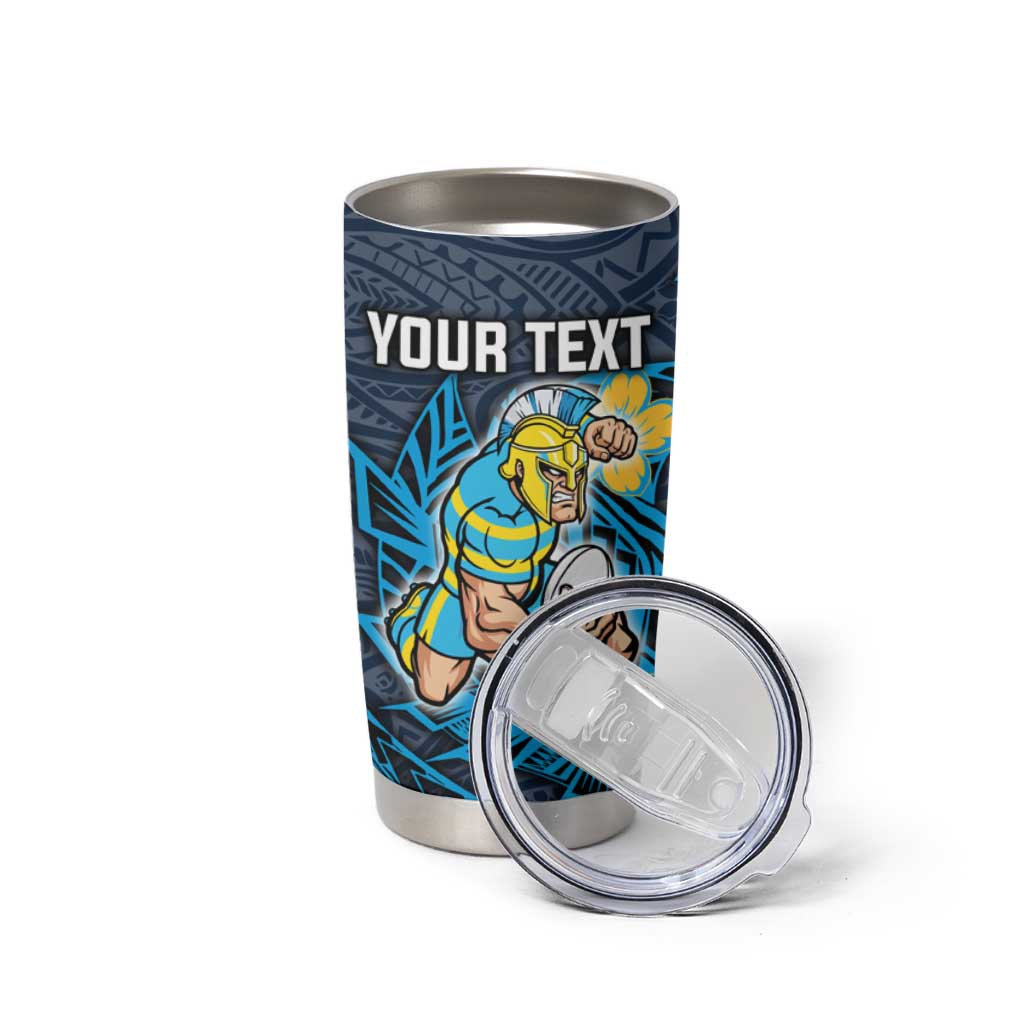 Personalised Gold Coast Titans Tumbler Cup Polynesian Tribal Pattern With Rugby Titan Mascot Art
