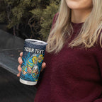 Personalised Gold Coast Titans Tumbler Cup Polynesian Tribal Pattern With Rugby Titan Mascot Art