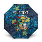 Personalised Gold Coast Titans Umbrella Polynesian Tribal Pattern With Rugby Titan Mascot Art