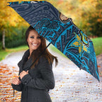 Personalised Gold Coast Titans Umbrella Polynesian Tribal Pattern With Rugby Titan Mascot Art