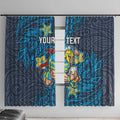 Personalised Gold Coast Titans Window Curtain Polynesian Tribal Pattern With Rugby Titan Mascot Art