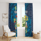 Personalised Gold Coast Titans Window Curtain Polynesian Tribal Pattern With Rugby Titan Mascot Art