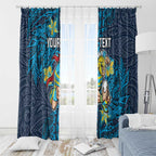 Personalised Gold Coast Titans Window Curtain Polynesian Tribal Pattern With Rugby Titan Mascot Art