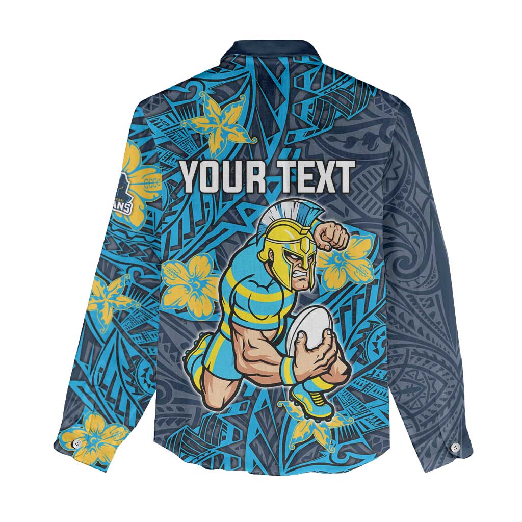 Personalised Gold Coast Titans Women Casual Shirt Polynesian Tribal Pattern With Rugby Titan Mascot Art