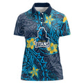 Personalised Gold Coast Titans Women Polo Shirt Polynesian Tribal Pattern With Rugby Titan Mascot Art