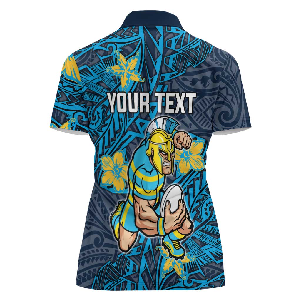 Personalised Gold Coast Titans Women Polo Shirt Polynesian Tribal Pattern With Rugby Titan Mascot Art