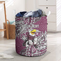 Personalised Manly Warringah Sea Eagles Laundry Basket Polynesian Tribal Pattern With Rugby Sea Eagle Mascot Art
