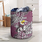 Personalised Manly Warringah Sea Eagles Laundry Basket Polynesian Tribal Pattern With Rugby Sea Eagle Mascot Art