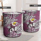 Personalised Manly Warringah Sea Eagles Laundry Basket Polynesian Tribal Pattern With Rugby Sea Eagle Mascot Art