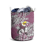 Personalised Manly Warringah Sea Eagles Laundry Basket Polynesian Tribal Pattern With Rugby Sea Eagle Mascot Art