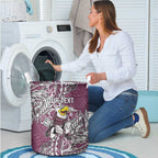 Personalised Manly Warringah Sea Eagles Laundry Basket Polynesian Tribal Pattern With Rugby Sea Eagle Mascot Art