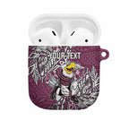 Personalised Manly Warringah Sea Eagles AirPods Case Polynesian Tribal Pattern With Rugby Sea Eagle Mascot Art