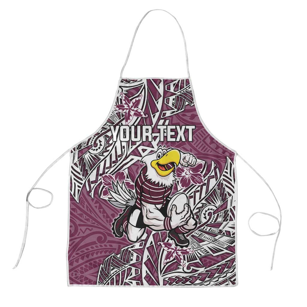 Personalised Manly Warringah Sea Eagles Apron Polynesian Tribal Pattern With Rugby Sea Eagle Mascot Art