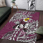 Personalised Manly Warringah Sea Eagles Area Rug Polynesian Tribal Pattern With Rugby Sea Eagle Mascot Art