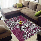 Personalised Manly Warringah Sea Eagles Area Rug Polynesian Tribal Pattern With Rugby Sea Eagle Mascot Art